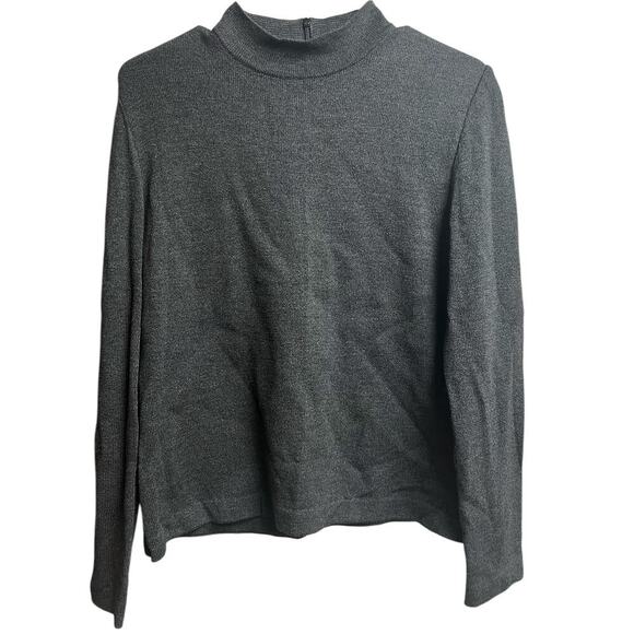 St. John Knit Mock Neck Top Back Zip Gray Medium - Picture 1 of 8